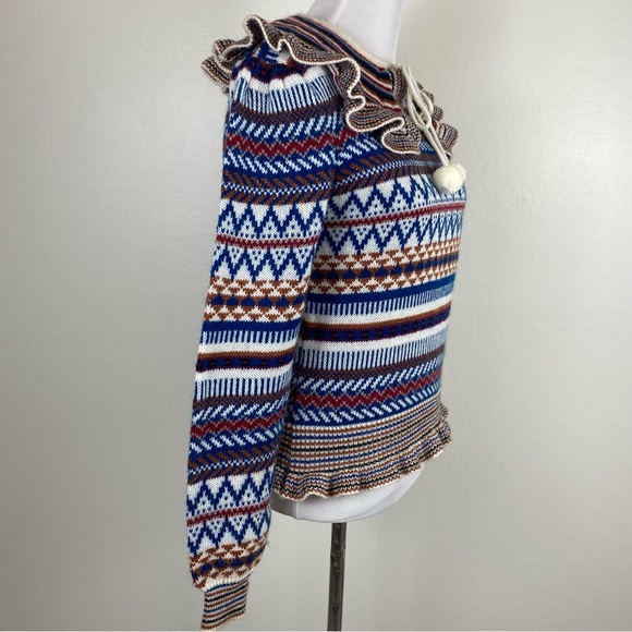 Vintage 70's Patterned Collared Sweater - Picture 3 of 9